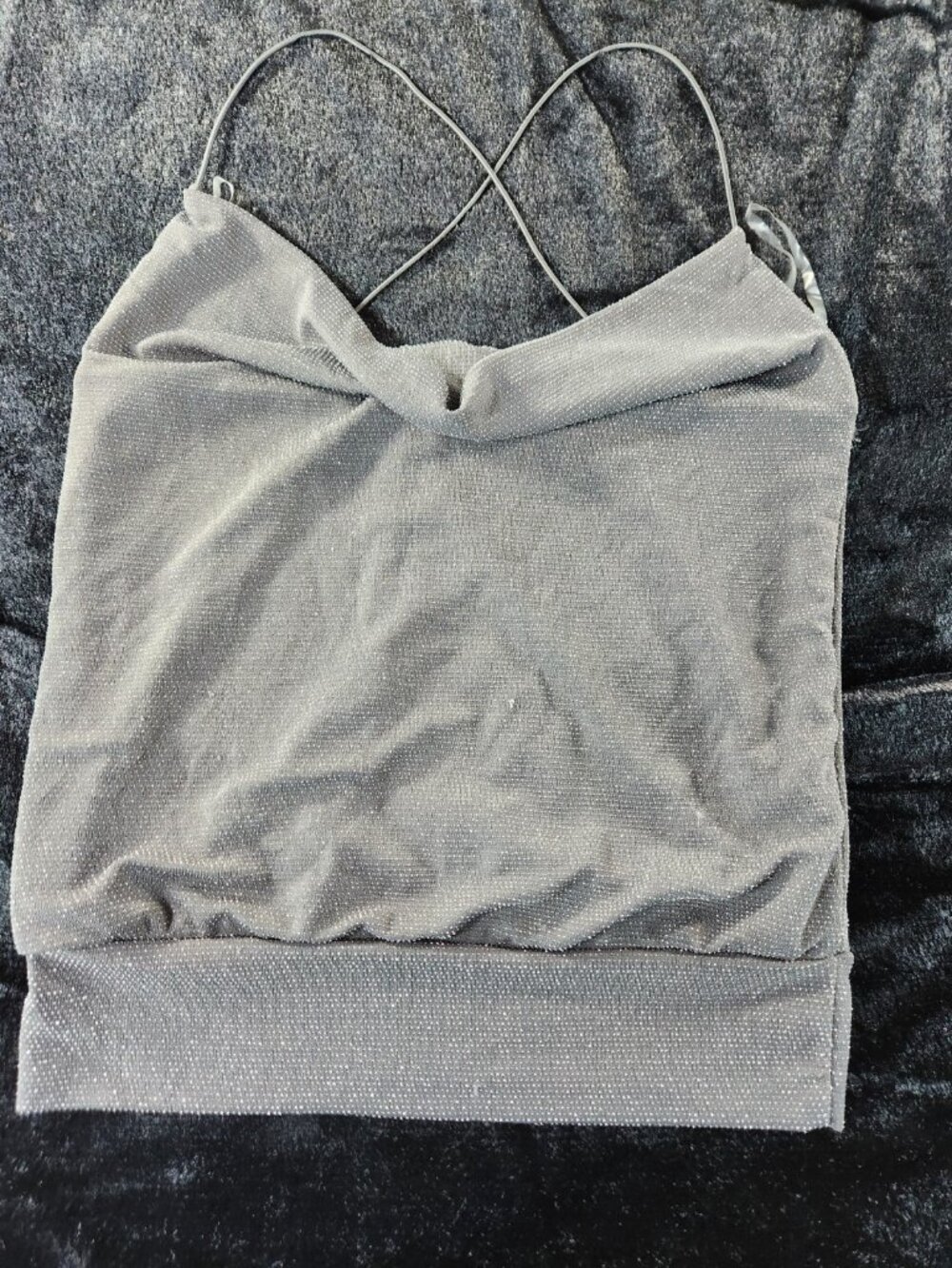 Women’s Crave Fame DRK Gray Strappy Top Size Medium